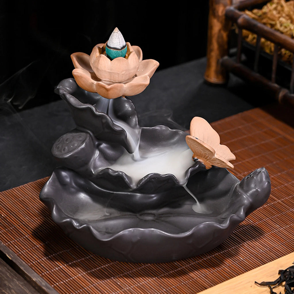 MistHaus Waterfall Incense Burner - Ceramic Backflow Holder