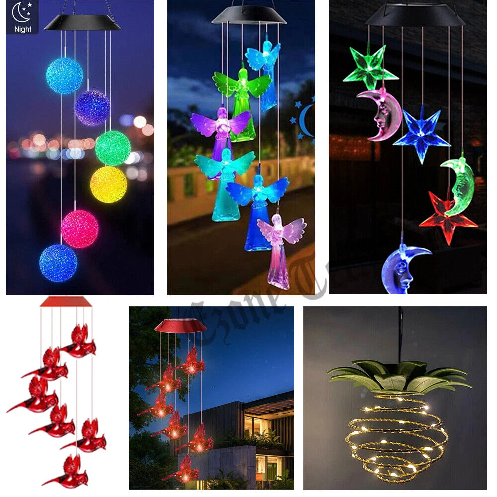 MistHaus Solar Wind Chimes - LED Color Changing Outdoor